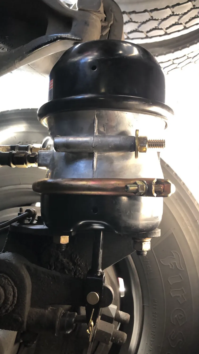 Semi truck air brake chamber replacement in Tucson - new brake chamber installed